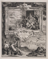 KG 11598
<br/>
Vrouw maakt afwerend gebaar naar man (Bruiloftsgedicht)
<br/>
<em>Picart, Bernard (1673-1733)</em>